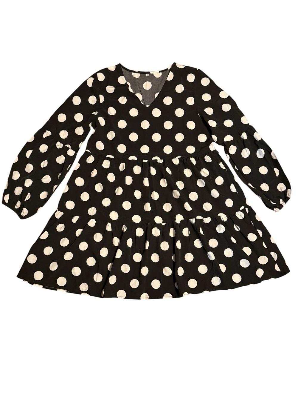 Women’s Black & White Polka Dot Long Sleeve Dress